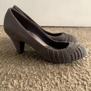 Gray Suede Low Heels